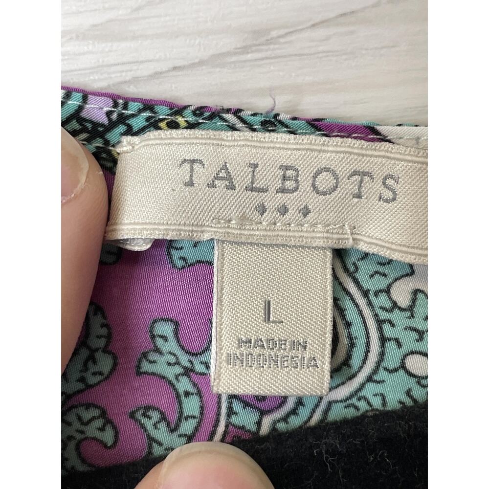 Talbots Sleeveless Shirt Womens Large Multi Color Paisley Print Zip Back Top - Picture 6 of 9
